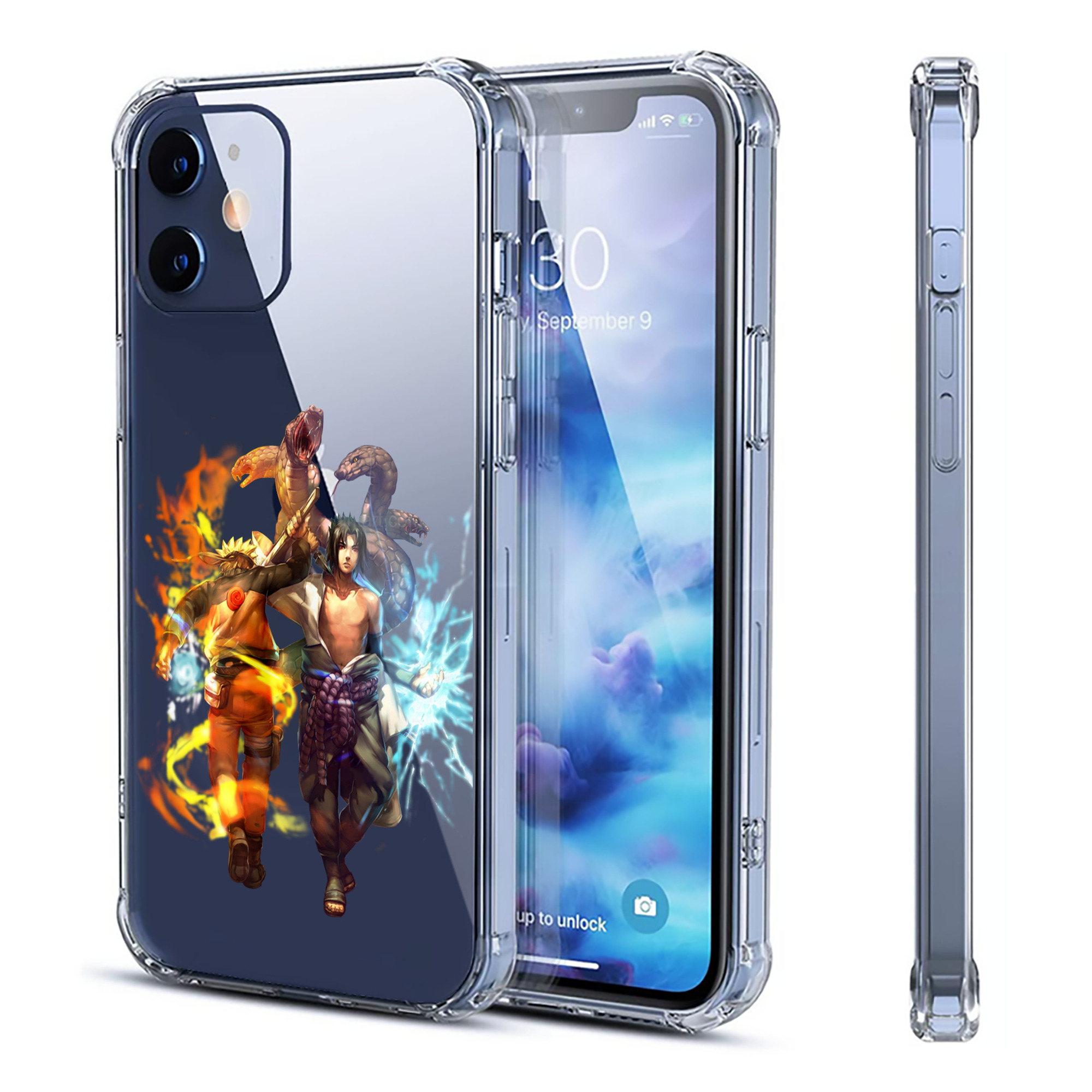 （画像用） NARUTO -ナルト- うちは サスケ Uchiha Sasuke 【iPhone 12シリーズ対応】透明スマホケース（クリアソフトケース）